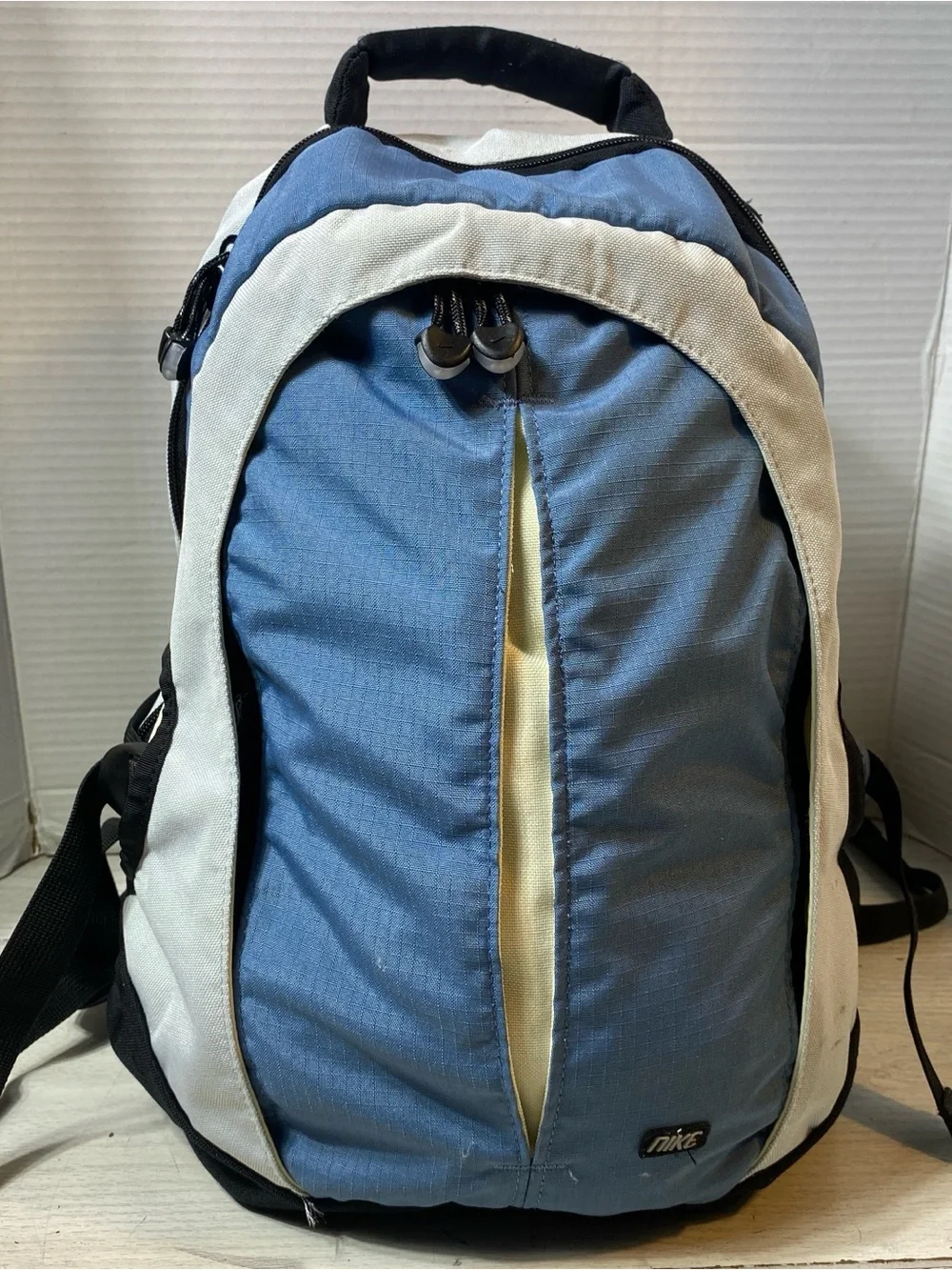 Nike Classic Backpack Daypack Blue Gray White Travel Hiking Tech Pocket VTG